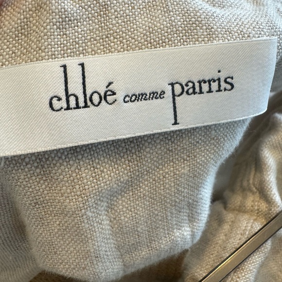 Chloé Comme Paris Linen Dress Cutout Strap Dress Natural Beige – Size 2 - Picture 6 of 8